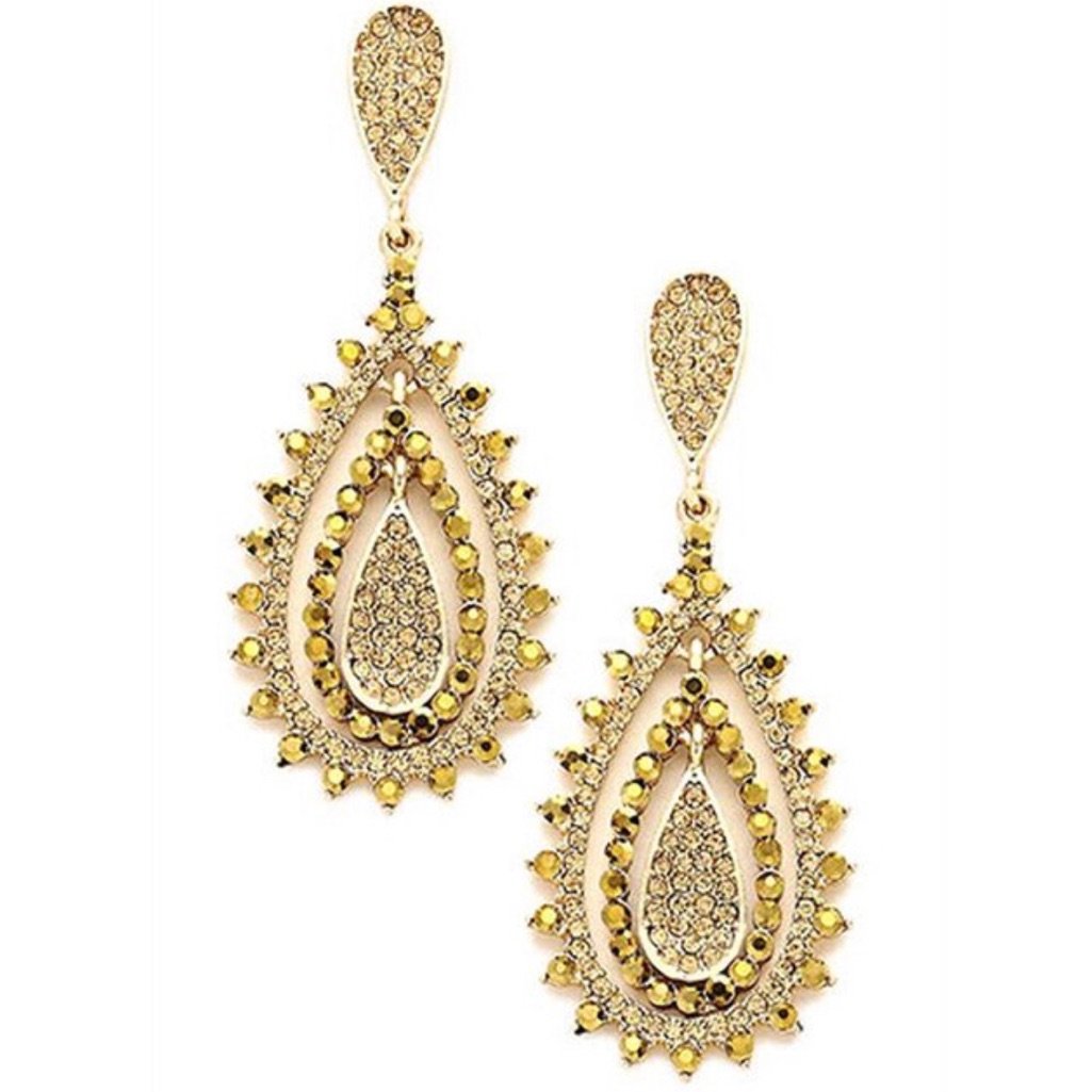 Last Pairgolden Crystal Teardrop Earring,Nwt